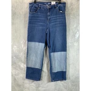 Style & Co Women's Plus Shadow Wash High-Rise Vintage Patch Denim Mom Jean SZ18W